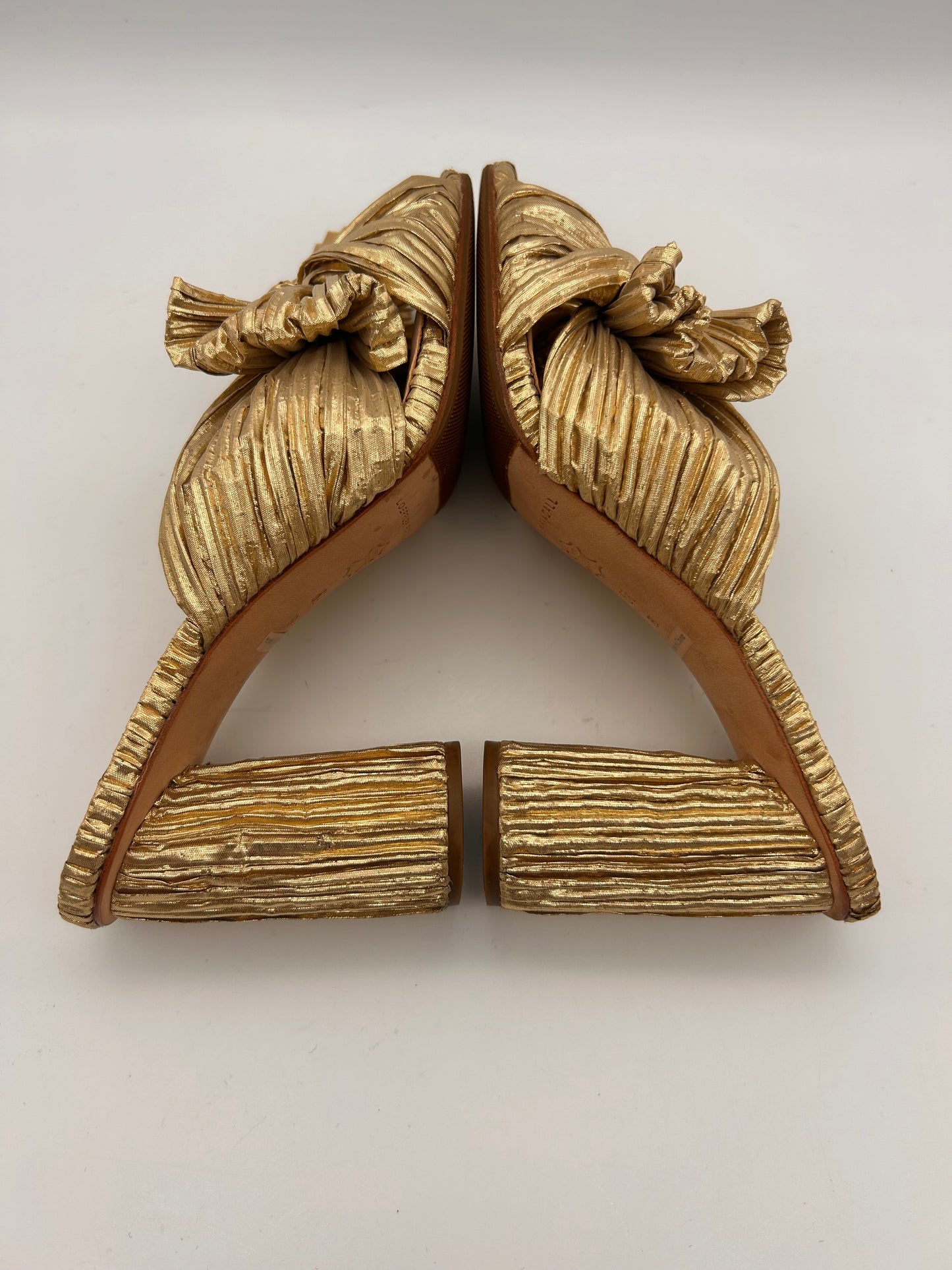 Loeffler Randall Penny Pleated Bow Gold heels size 6.5