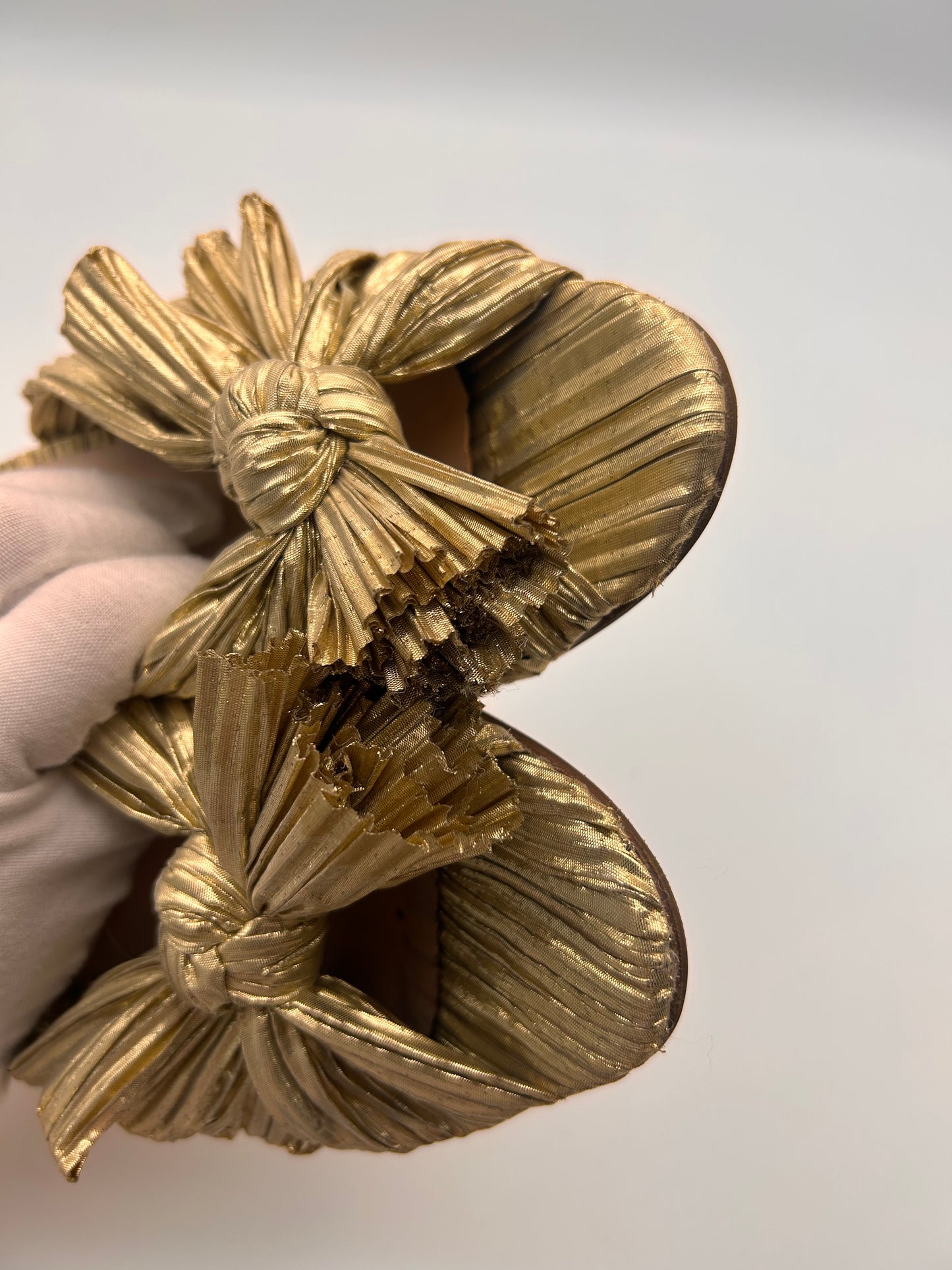 Loeffler Randall Penny Pleated Bow Gold heels size 6.5