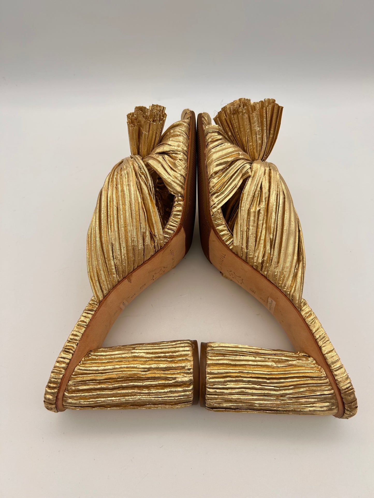 Loeffler Randall Penny Pleated Bow Gold heels size 6.5