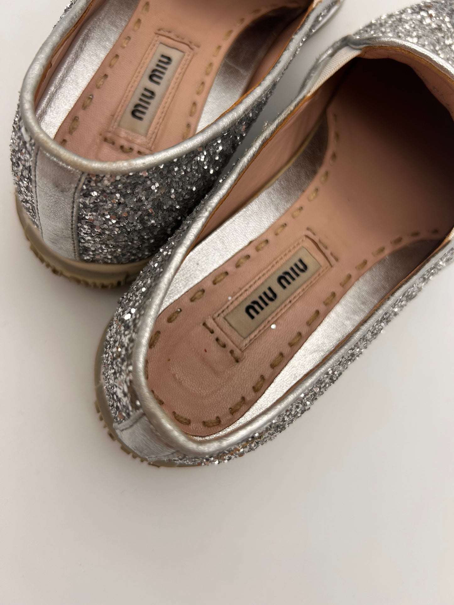 Miu Miu glitter slip on sneakers size 35