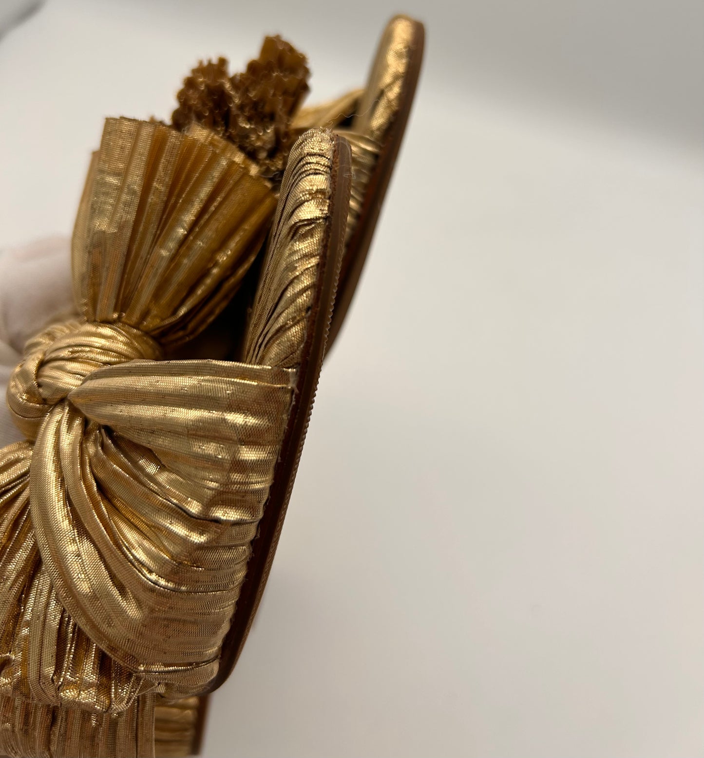 Loeffler Randall Penny Pleated Bow Gold heels size 6.5