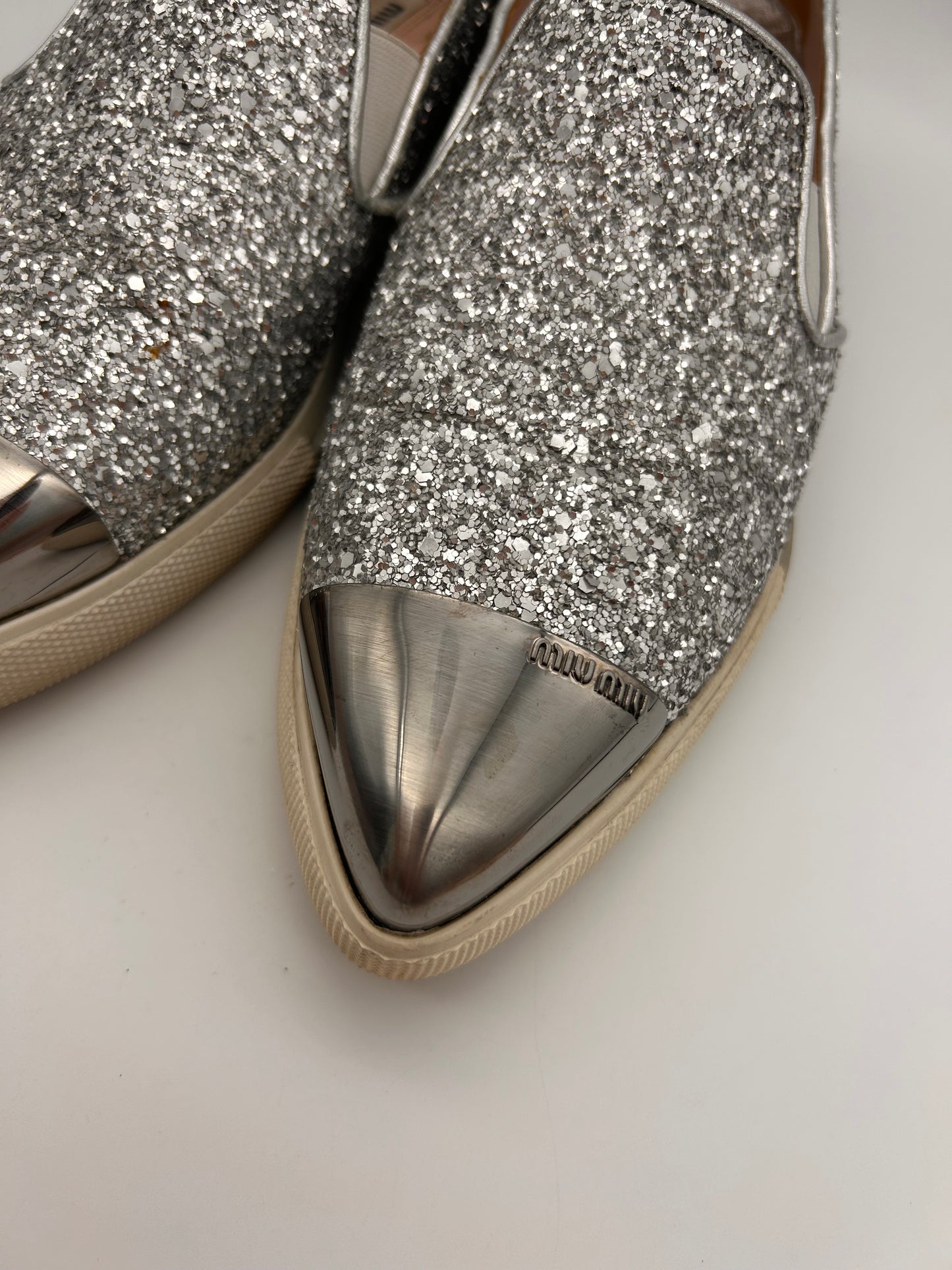 Miu Miu glitter slip on sneakers size 35