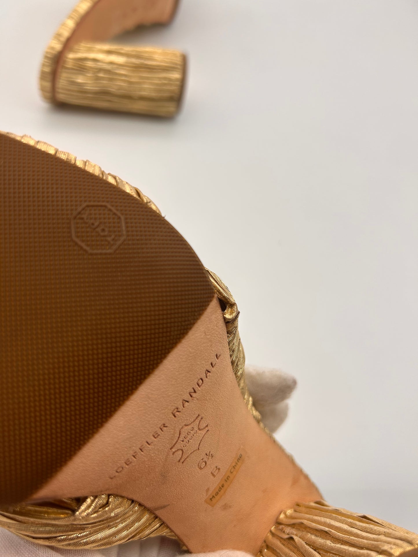 Loeffler Randall Penny Pleated Bow Gold heels size 6.5