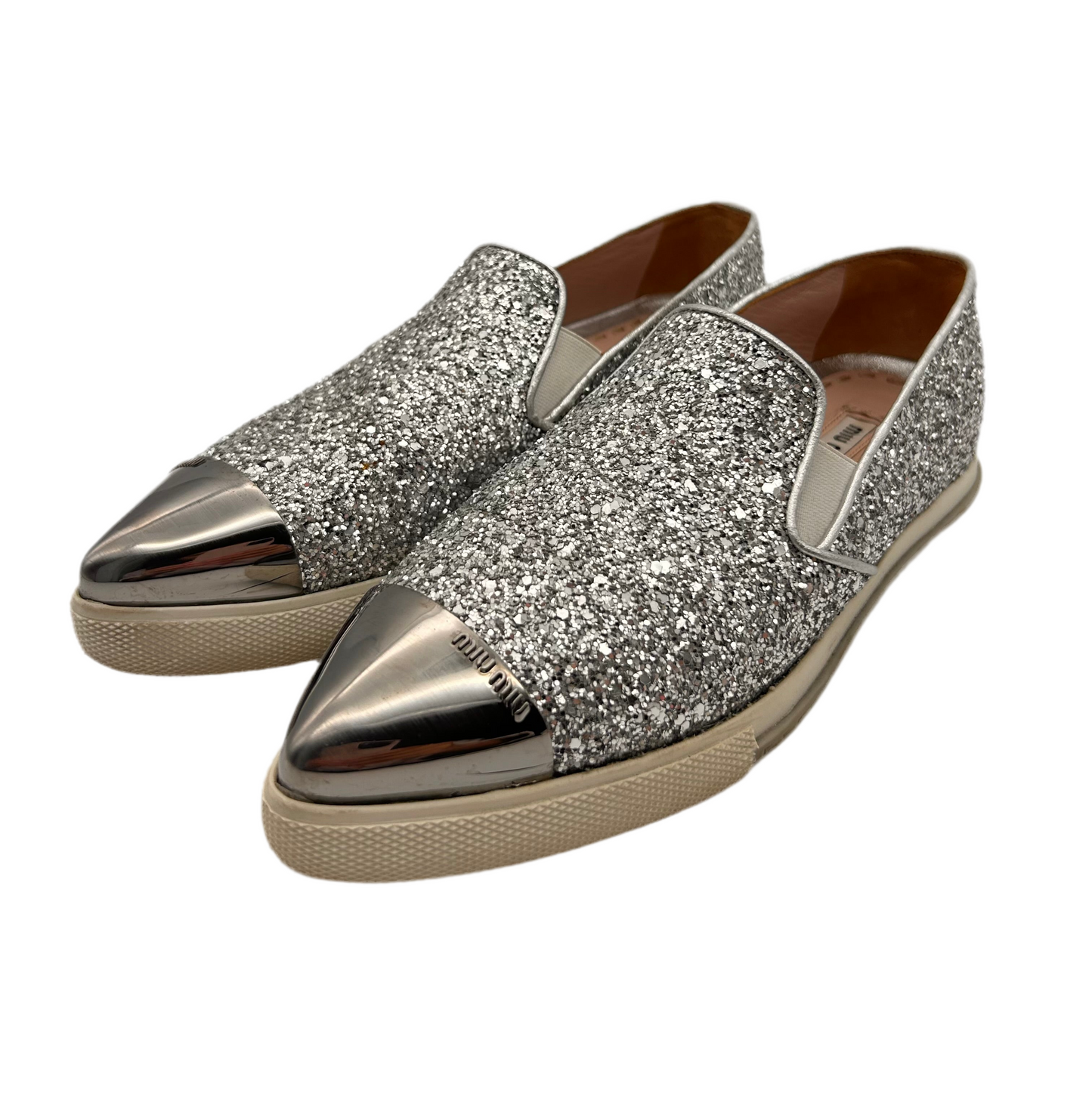 Miu Miu glitter slip on sneakers size 35