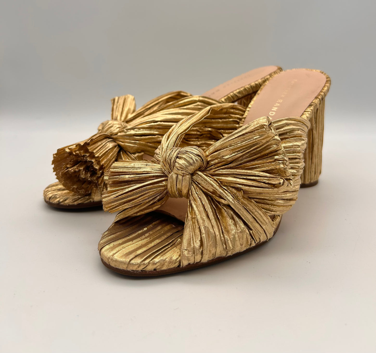 Loeffler Randall Penny Pleated Bow Gold heels size 6.5