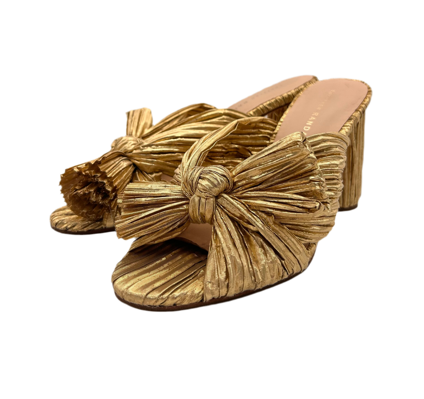 Loeffler Randall Penny Pleated Bow Gold heels size 6.5