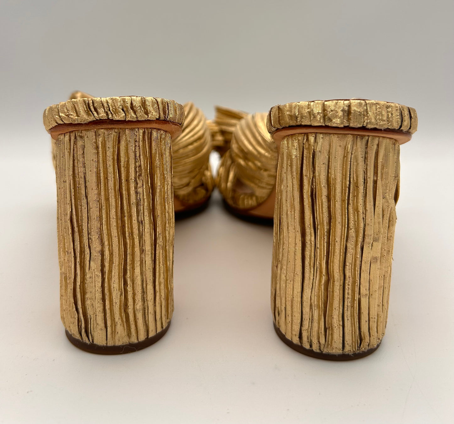 Loeffler Randall Penny Pleated Bow Gold heels size 6.5