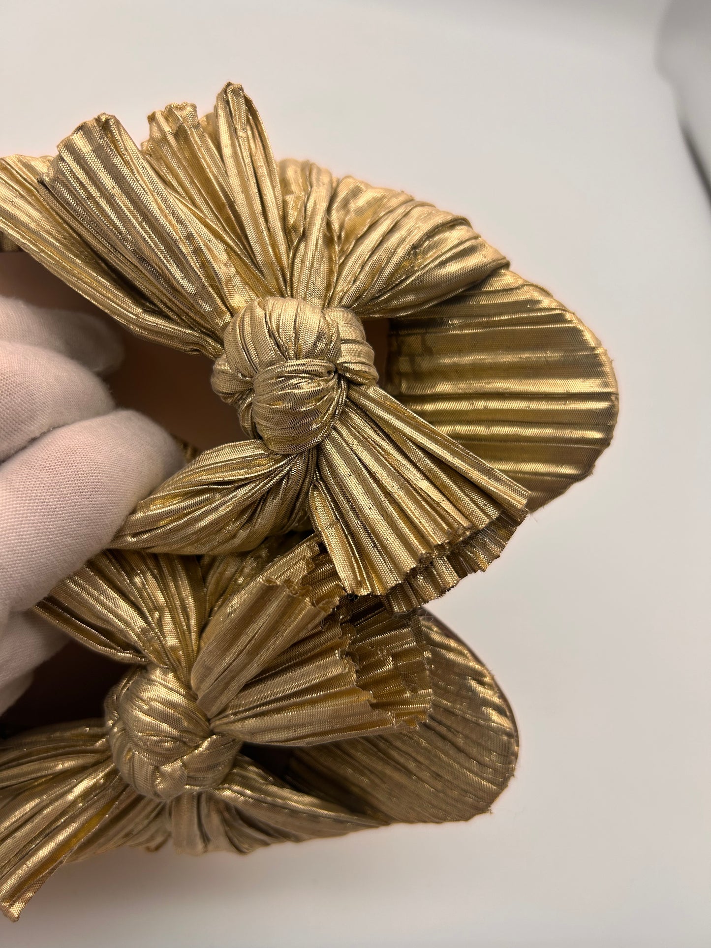 Loeffler Randall Penny Pleated Bow Gold heels size 6.5