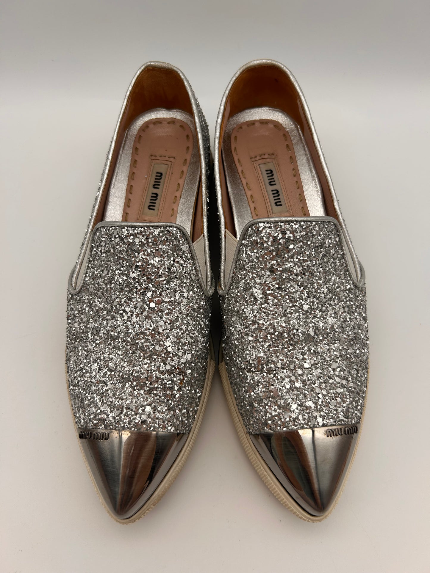 Miu Miu glitter slip on sneakers size 35