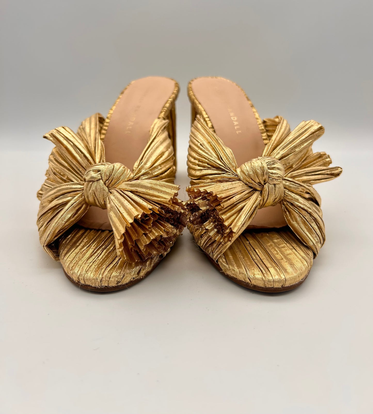 Loeffler Randall Penny Pleated Bow Gold heels size 6.5