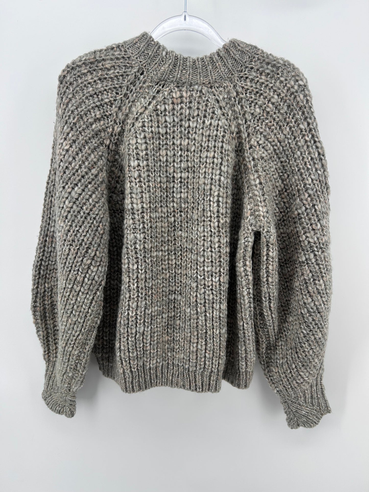 ba&sh Gray Chunky Wool Blend Knit Oversized Sweater Sz 1 NWT French Paris US 4