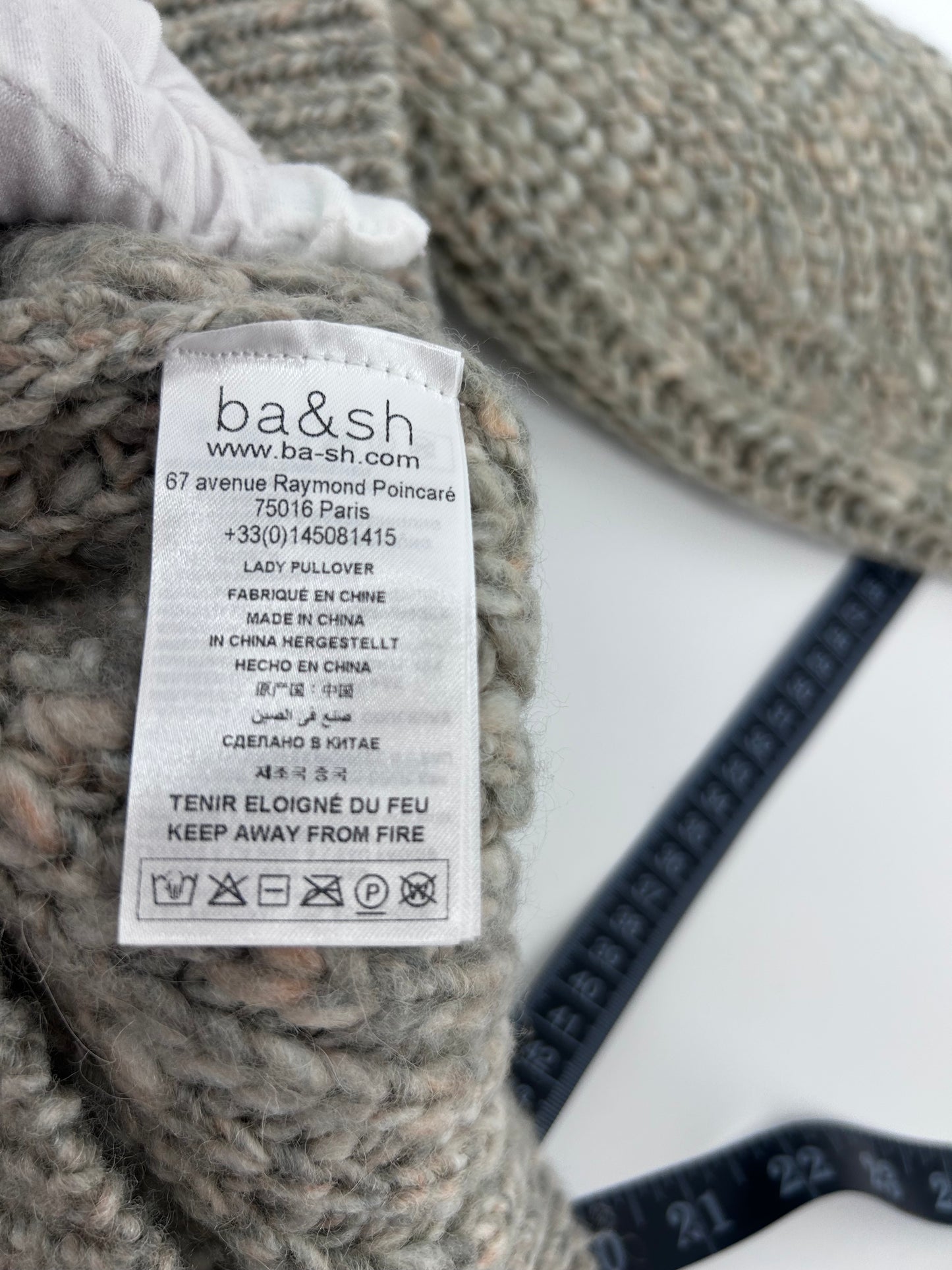 ba&sh Gray Chunky Wool Blend Knit Oversized Sweater Sz 1 NWT French Paris US 4