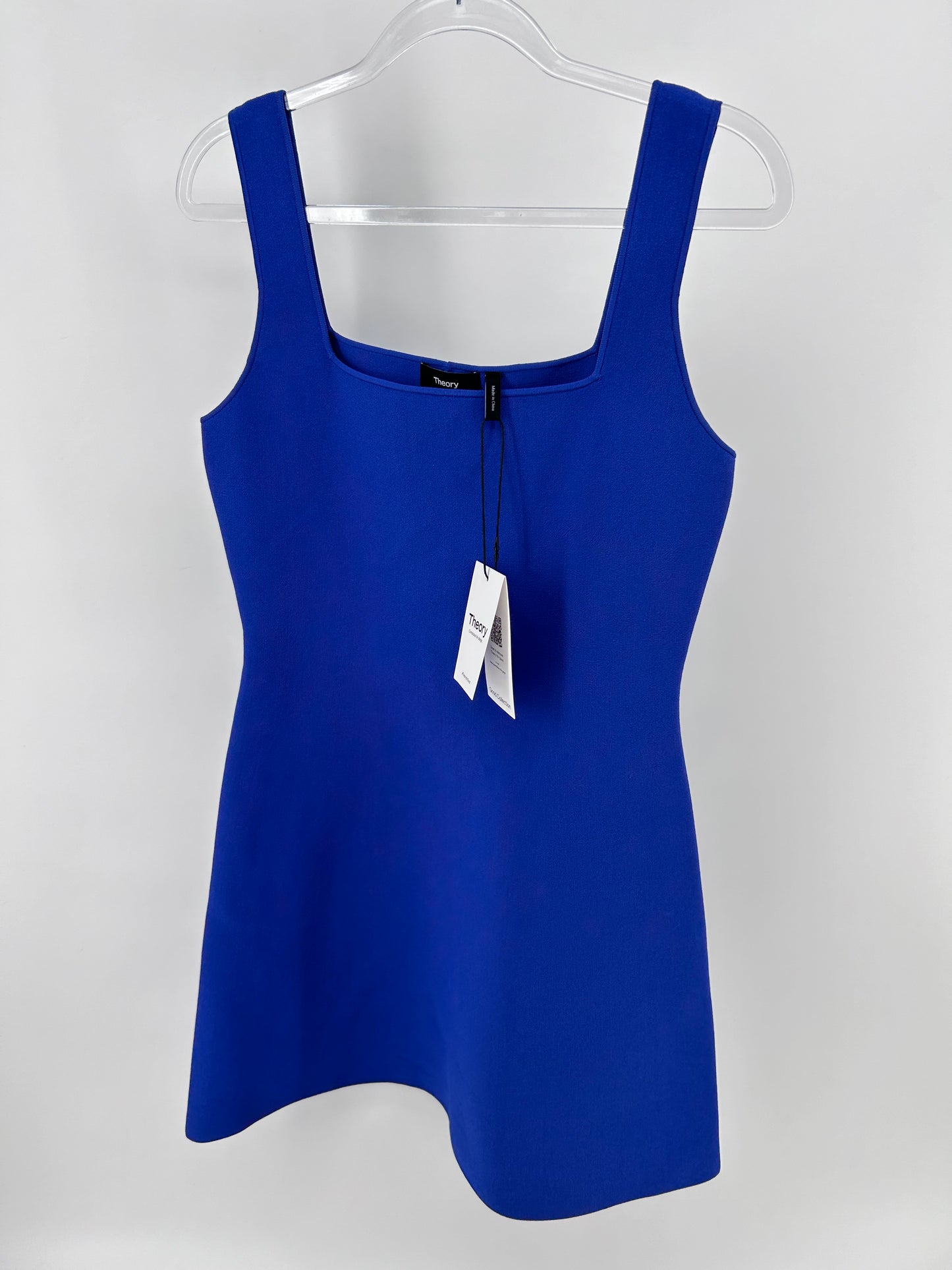 Theory square neck blue mini dress