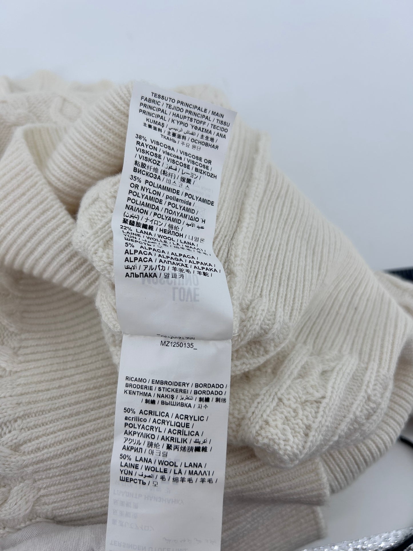 Love Moschino Cream Cable Knit Ruffle Sweater Sz 6 NWT Ivory Italy Designer