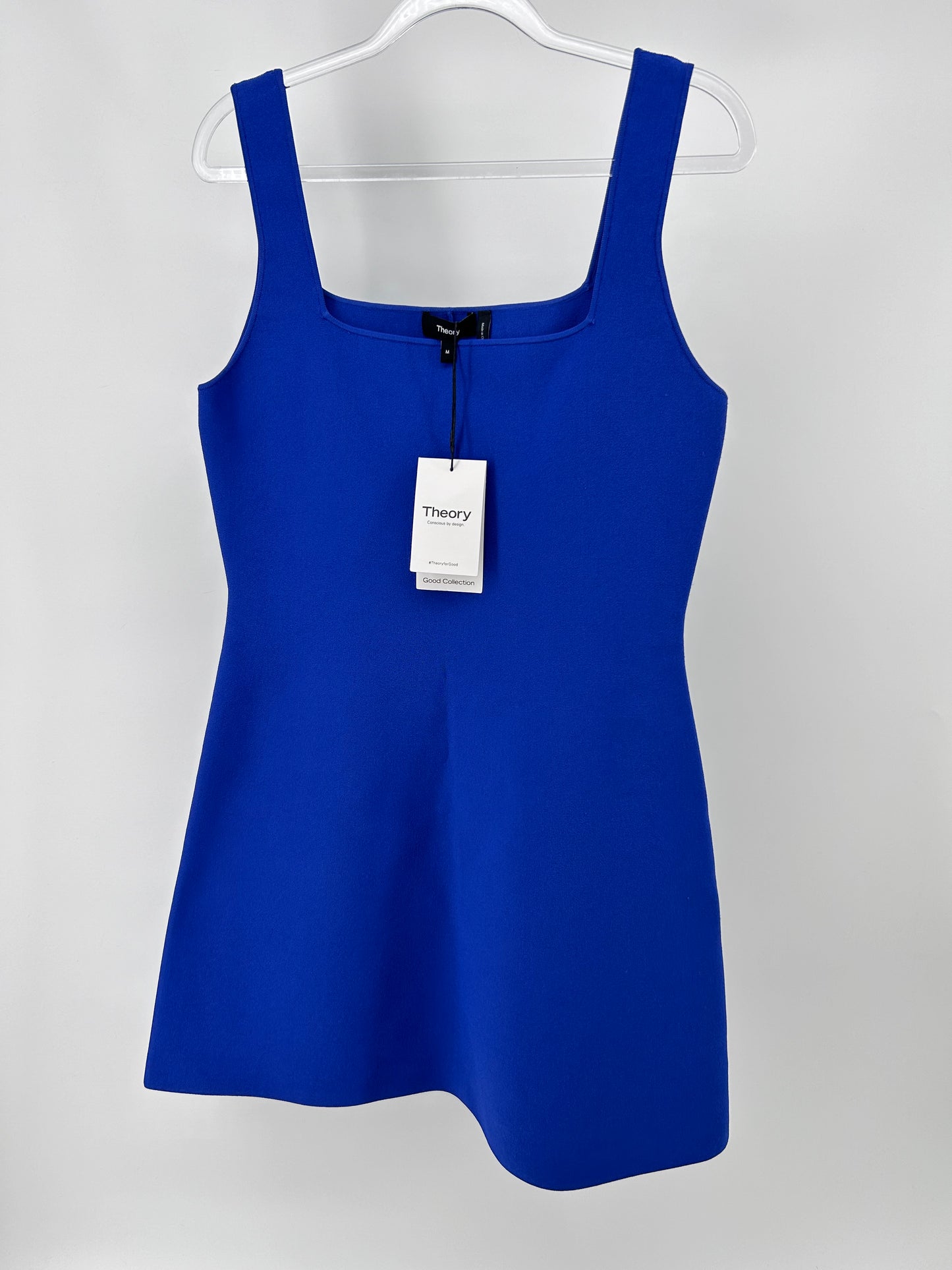 Theory square neck blue mini dress