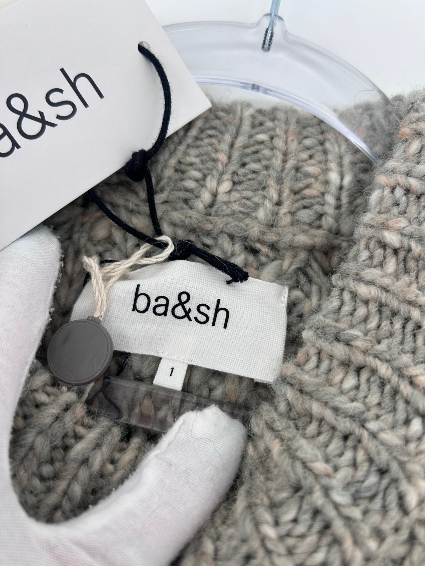 ba&sh Gray Chunky Wool Blend Knit Oversized Sweater Sz 1 NWT French Paris US 4
