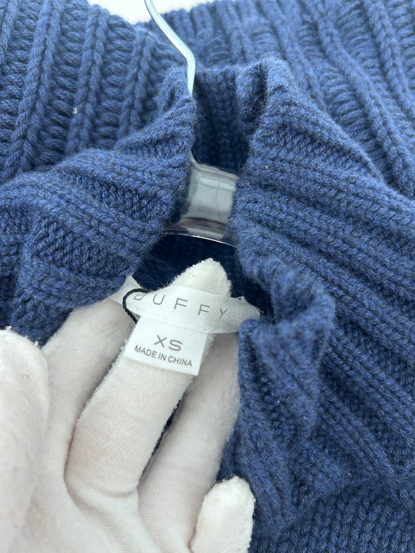 Duffy Blue Mock Neck Chunky Knit Pullover Sweater Size XS Raglan Sleeve
