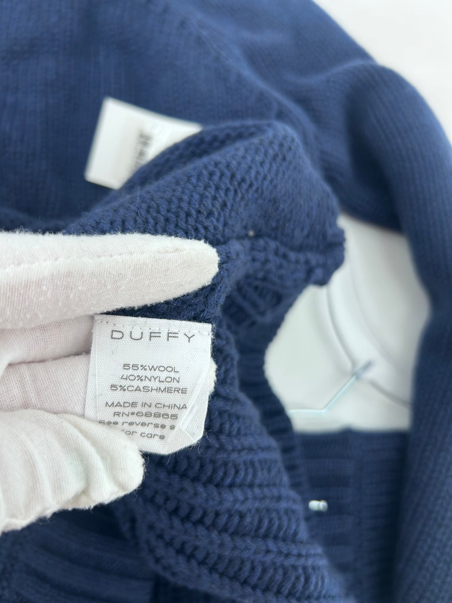 Duffy Blue Mock Neck Chunky Knit Pullover Sweater Size XS Raglan Sleeve