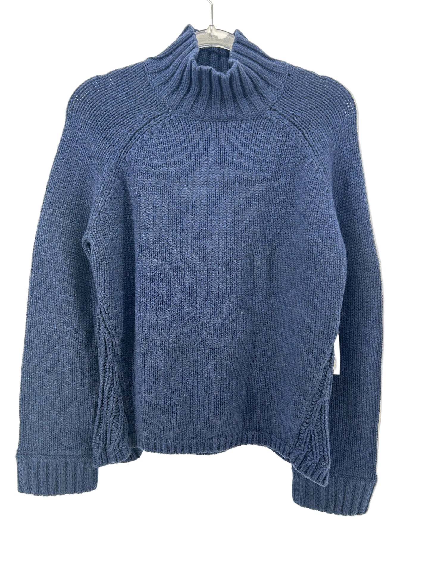 Duffy Blue Mock Neck Chunky Knit Pullover Sweater Size XS Raglan Sleeve