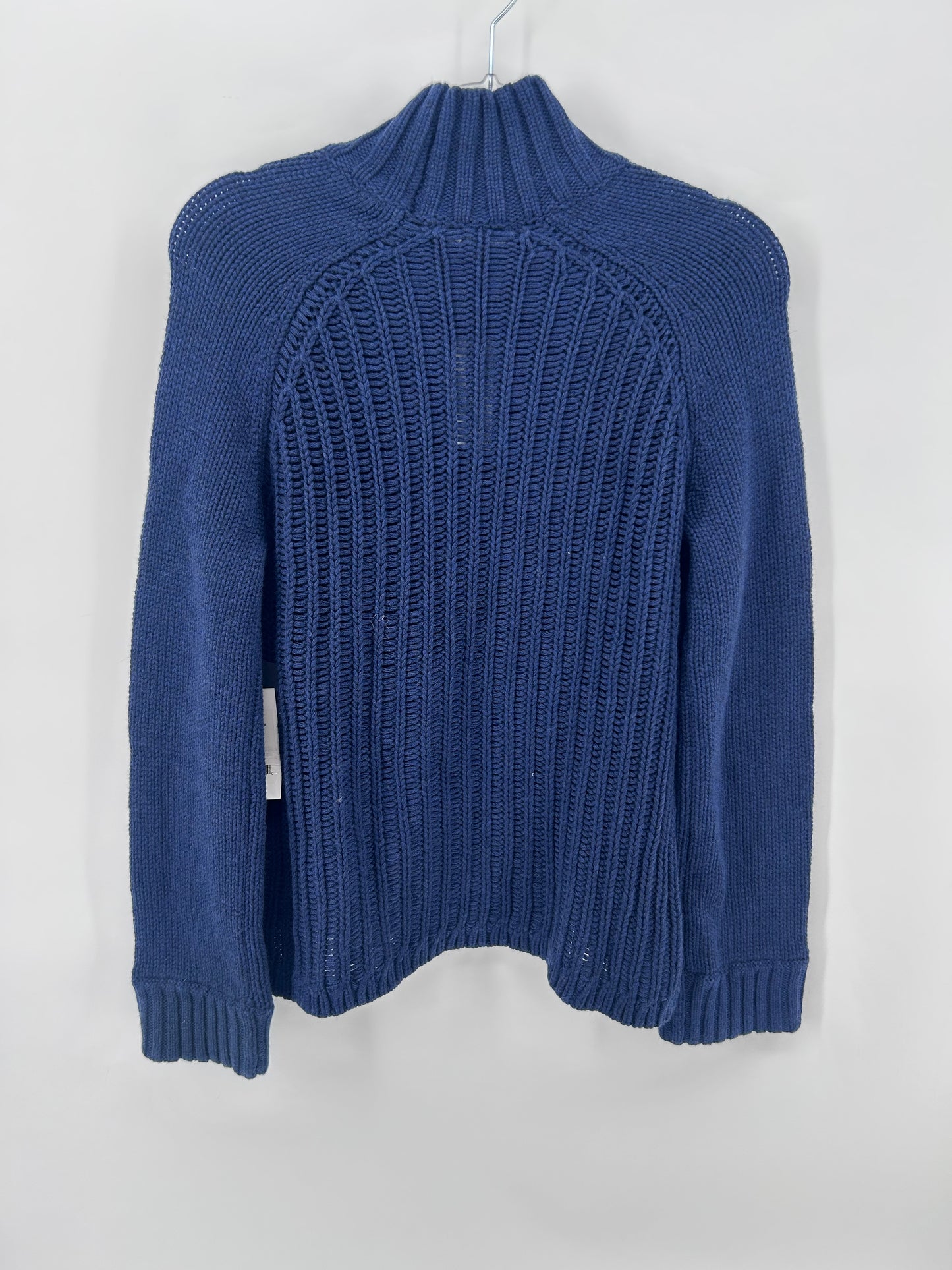 Duffy Blue Mock Neck Chunky Knit Pullover Sweater Size XS Raglan Sleeve