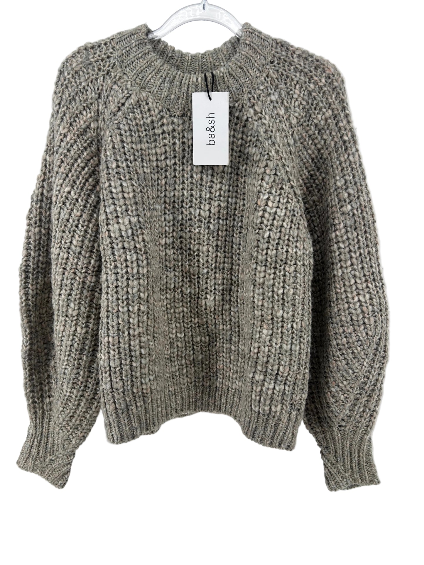 ba&sh Gray Chunky Wool Blend Knit Oversized Sweater Sz 1 NWT French Paris US 4