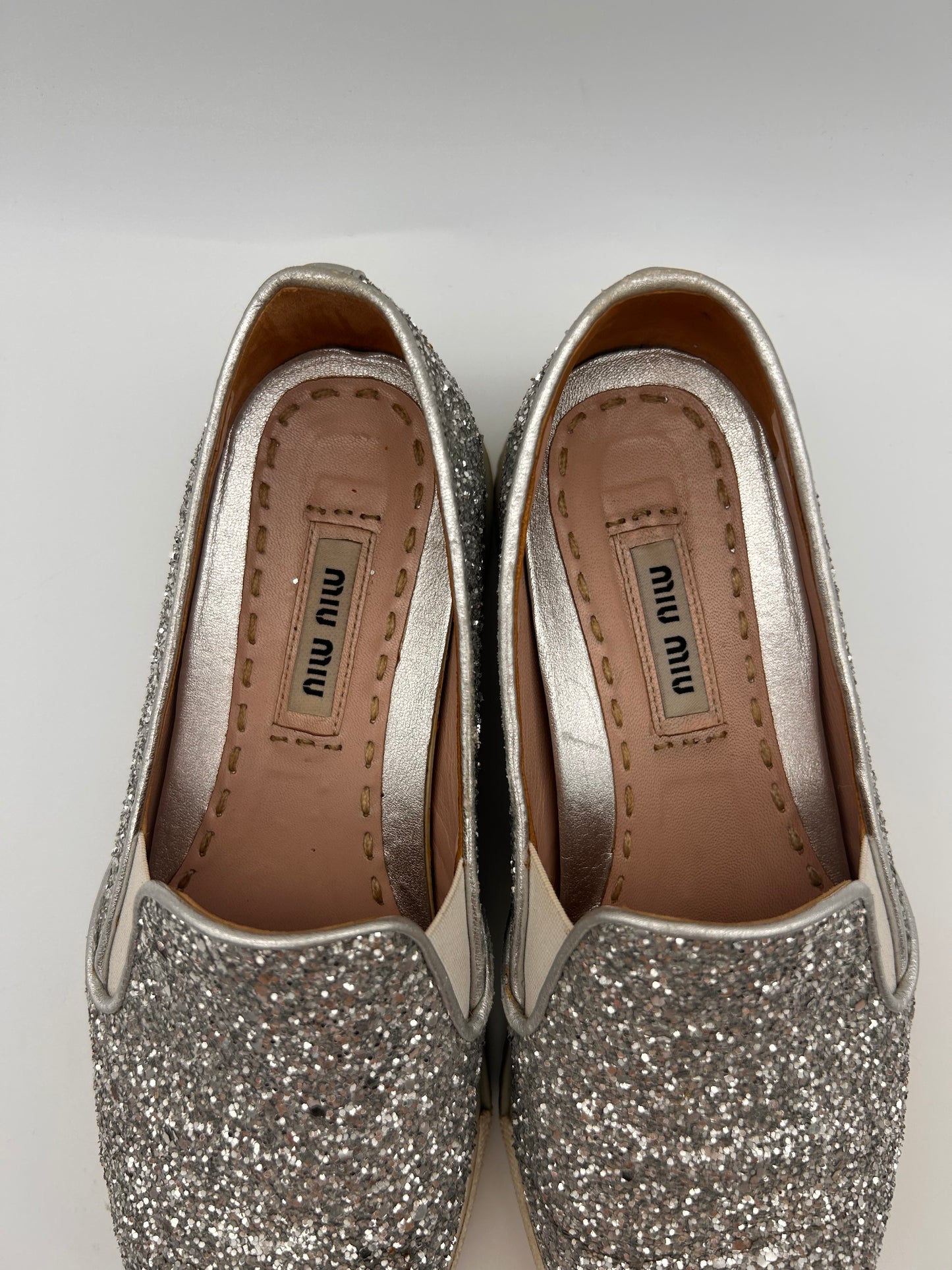 Miu Miu glitter slip on sneakers size 35