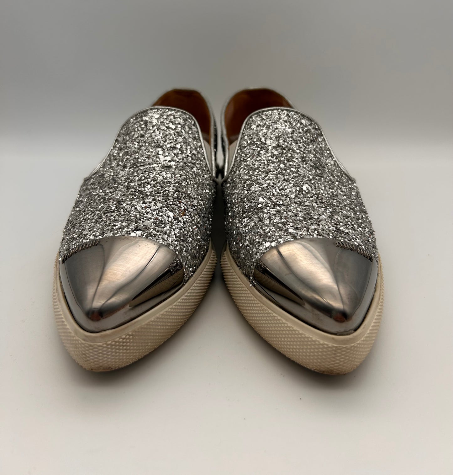 Miu Miu glitter slip on sneakers size 35